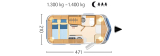 Eriba Troll 530 mit Querbett Tango Red Edition layout