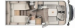 Carado T457 Pro+ Paket MJ26 mit Einzelbetten und Garage (Face to Face Sitzgruppe) layout