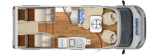 Hymer Exsis T588 mit Einzelbetten und Garage layout