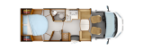 Rapido 686F mit Queensbett und Garage layout
